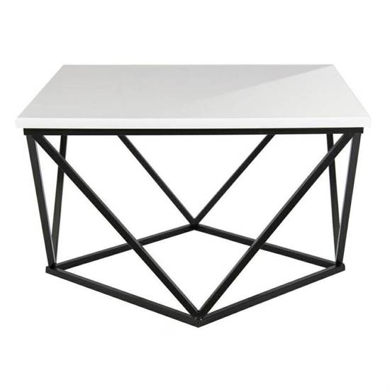  CURVED stolik kawowy w kolorze białym na metalowych nogach w stylu loft, 62x62 cm