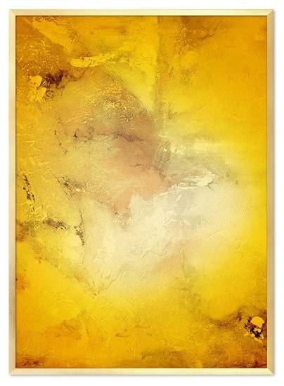 ABSTRAKCJA W ŻÓŁCI obraz ręcznie malowany w złotej ramie, 53x73 cm