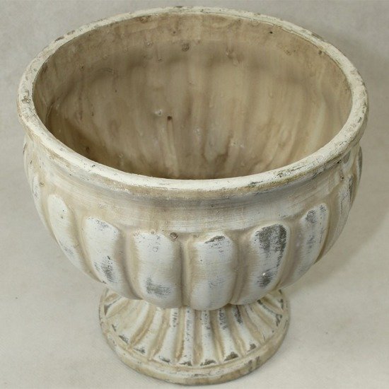 ACHACY donica z ceramiki przecierana beżowa, wys. 17 cm
