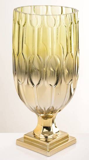 ALABAMA wazon szklany złote ombre na nóżce, wys. 27 cm