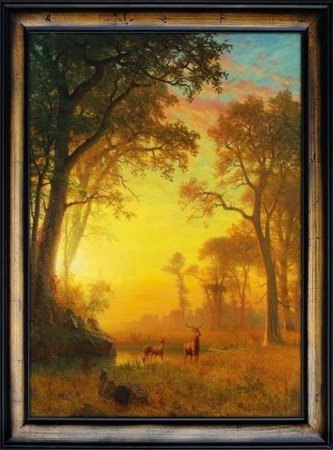 ALBERT BIERSTADT - ŚWIATŁO W LESIE obraz w ramie dekoracyjnej, 64x84 cm