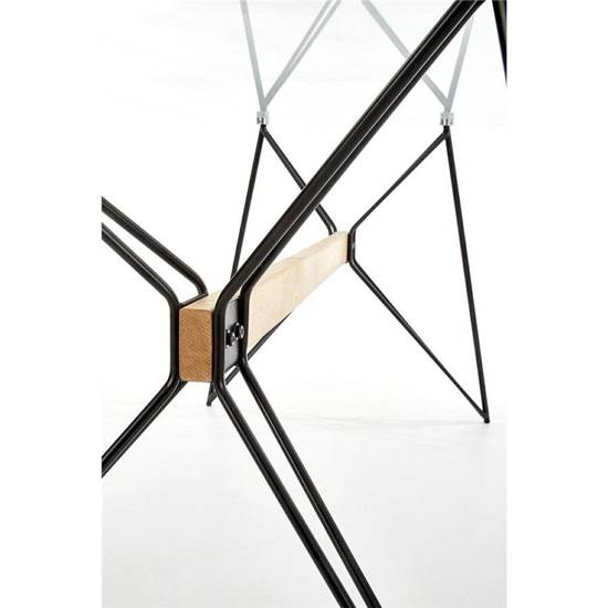 ALLEGRAMO stół ze szklanym blatem na podstawie z drewna bukowego i stali, 160x80 cm