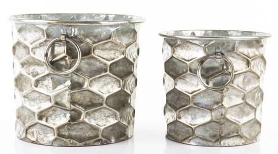 ALVIN zestaw dwóch osłonek metalowych srebrne, wys. 23 cm, 26 cm