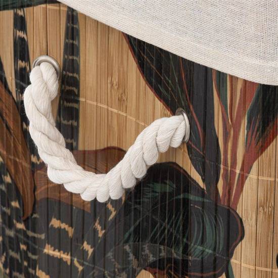 AMAZONIA bambusowy kosz na pranie tropikalny motyw liście 50 L, wys. 50 cm