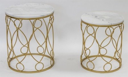 ANNISTON zestaw stolików z marmurowym blatem, wys. 53/46 cm