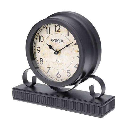 ANTIQUE zegar kominkowy czarny, wys. 23 cm