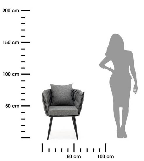 AVATAR fotel szary na czarnych stalowych nogach, wys. 77 cm