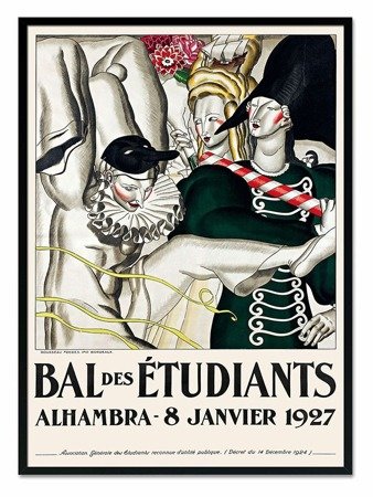 BAL DES ETUDIANTS ALHAMBRA - 8 JANVIER 1927 obraz w czarnej ramie, 53x73 cm