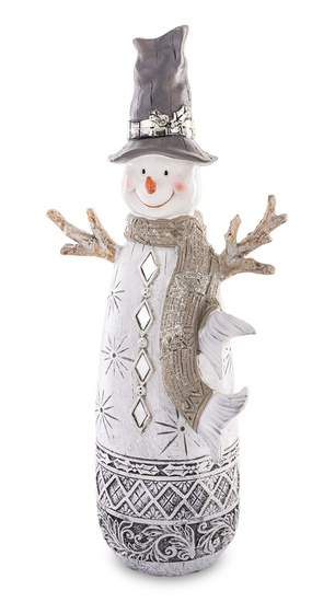 BAŁWANEK figurka świąteczna bałwan w kapeluszu i z szalikiem, wys. 31 cm