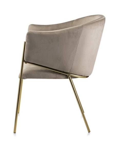BATTY krzesło beżowe tapicerowane welurowe na złotych metalowych nogach, wys. 87 cm