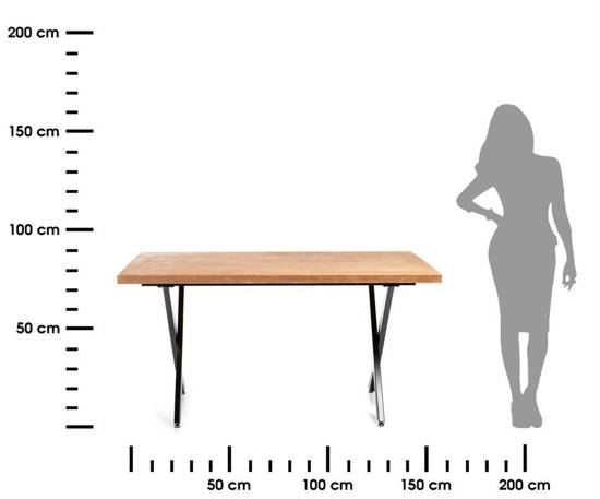 BAYN stół jadalniany z naturalnego drewna dębowego na metalowym stelażu, 150x90 cm