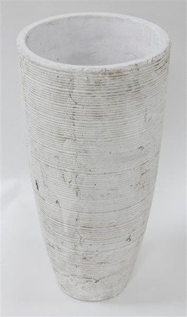 BIANCO wysoka stożkowa osłonka biała postarzana z przetarciami, wys. 50 cm