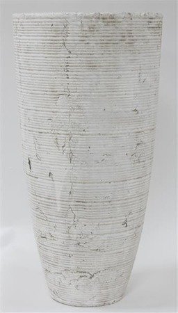 BIANCO wysoka stożkowa osłonka biała postarzana z przetarciami, wys. 50 cm
