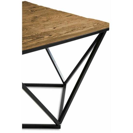 BOUCE stolik kawowy z naturalnego drewna modrzewiowego i metalu, 62x62 cm