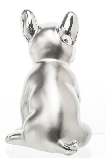 BULDOG figurka dekoracyjna srebrna, pies, wys. 15 cm