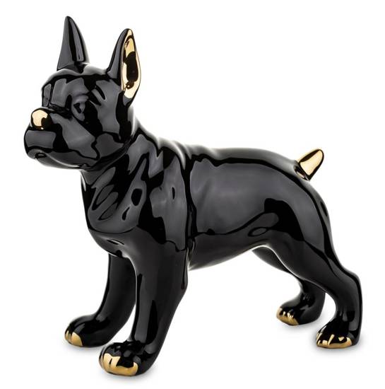 BULGOD figurka pies czarna ze złotymi elementami, wys. 20 cm