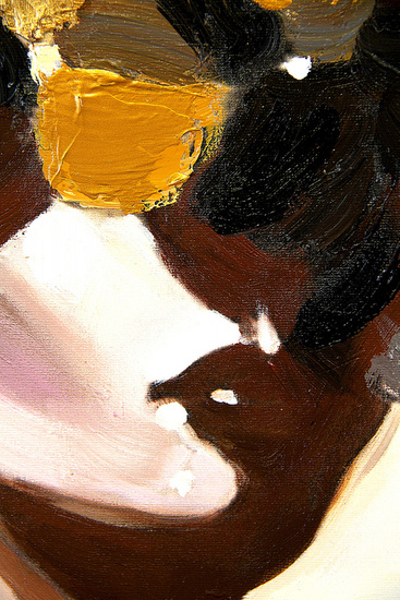 BURZA WŁOSÓW W ODCIENIACH ZŁOTA I BRĄZU obraz ręcznie malowany kobieta, 60x90 cm