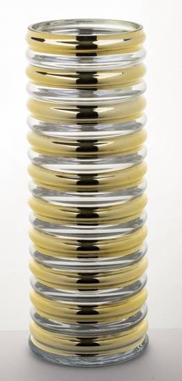 CADEN wazon szklany ze złotymi pierścieniami, wys. 40 cm
