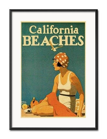 CALIFORNIA BEACHES obraz w czarnej za szybą, 31x41 cm