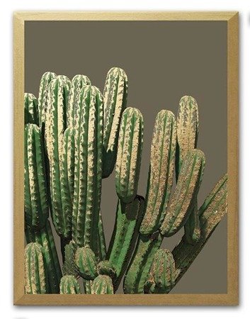 CASSIA obraz kaktus ze złotem, 23x28 cm