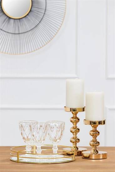 CHANTAL świecznik na złotej podstawie ze szklanym kloszem, wys. 37 cm