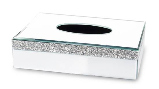 CHARM pudełko na chusteczki lustrzane zdobione diamencikami, 26x15 cm