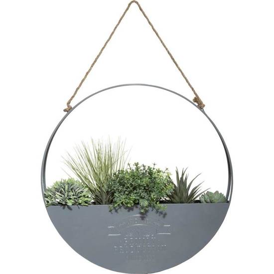 CIRCLE GREY wisząca roślina doniczkowa w okrągłej metalowej osłonce, Ø 44 cm