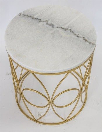 CIRCLE zestaw dwóch złotych drucianych stolików z marmurowym blatem, wys. 53 cm, 46 cm