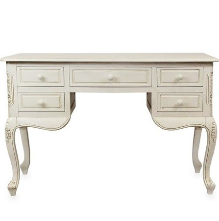 CLASSIC WHITE biurko stylowe z rzeźbieniami na giętych nogach, wys. 78 cm