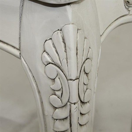 CLASSIC WHITE taboret na giętych nogach z rzeźbieniem, wys. 48 cm