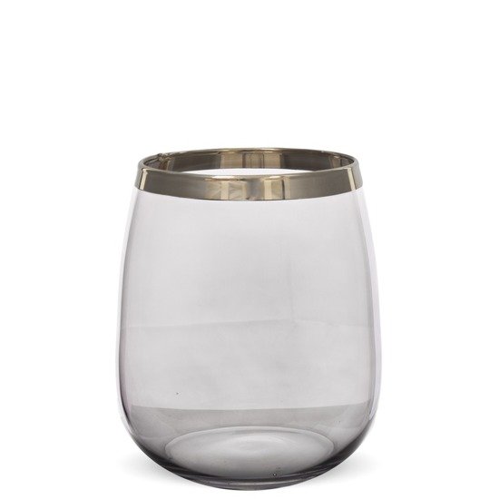 CLEAR wazon szkło przezroczyste ze srebrną obwódką, wys. 22 cm
