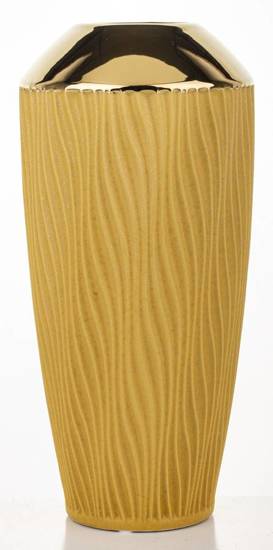 COCO wazon ceramiczny żółty ze złotym wykończeniem, wys. 30 cm