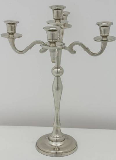 COLTON świecznik metalowy srebrny na pięć świec, wys. 42 cm