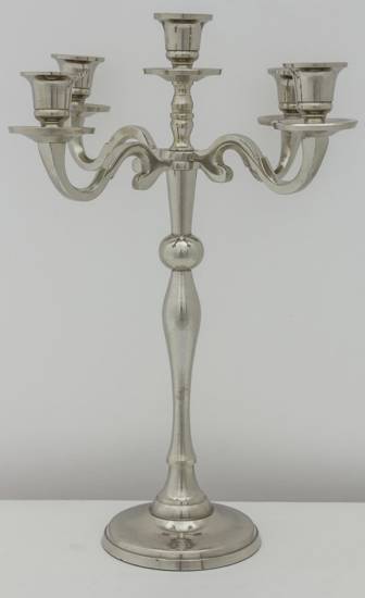 COLTON świecznik metalowy srebrny na pięć świec, wys. 42 cm