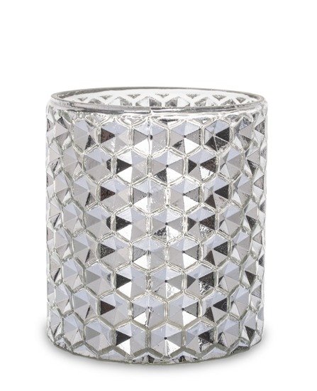 DAFNI świecznik srebrny szklany, wys. 12 cm