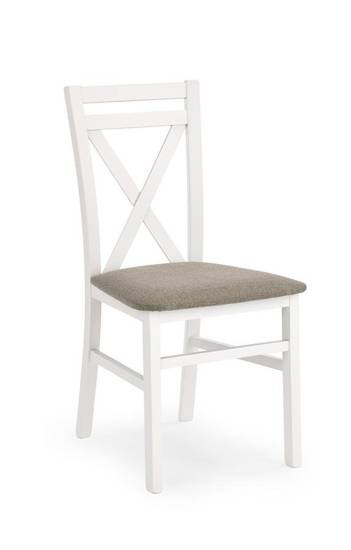 DARIUSZ krzesło białe z tapicerowanym siedziskiem