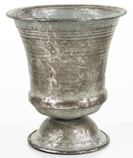DERBY osłonka metalowa srebrna przecierana, wys. 16 cm