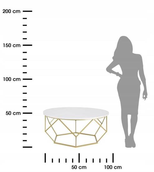 DIAMOND II stolik kawowy w kolorze białym na metalowych nogach w stylu loft, Ø 90 cm