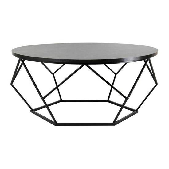 DIAMOND II stolik kawowy w kolorze czarnym na metalowych nogach w stylu loft, Ø 90 cm