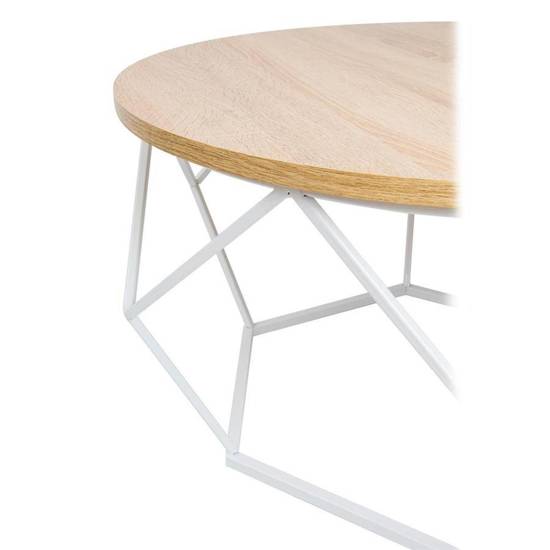 DIAMOND stolik kawowy w kolorze jasnego dębu na metalowych nogach w stylu loft, Ø 70 cm