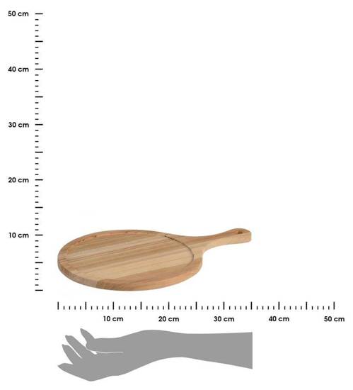 DITO deska do serwowania okrągła z rączką drewno tekowe, 37 cm