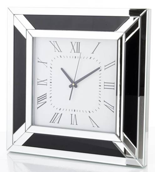 DORAMI zegar lustrzany czarno-srebrny w stylu glamour, 50x50 cm