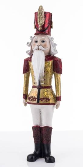 DZIADEK DO ORZECHÓW figurka dziadka w czerwono-złotym mundurze, wys. 42 cm