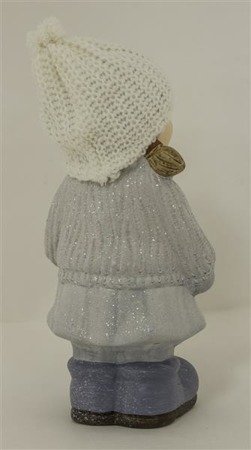 DZIECKO W CZAPECZCE Z WŁÓCZKI figurka dziewczynki ze śnieżynką, wys. 22 cm