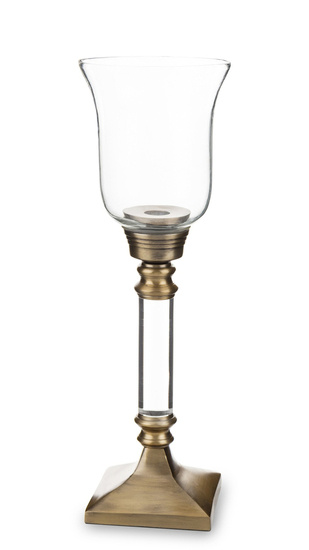 EDDY świecznik metalowy z przeszkloną stópką i szklanym kielichem, wys. 43 cm