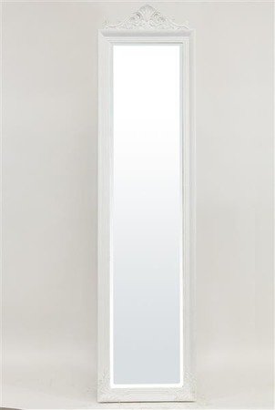 EDGAR WHITE lustro podłogowe białe (lekkie złote przetarcia) z ornamentem, 176x45x48 cm