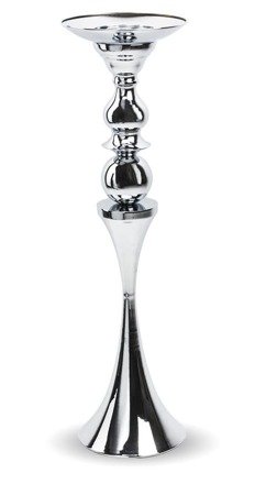 EDUARDO wysoki świecznik metalowy srebrny, wys. 67 cm