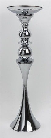 EDUARDO wysoki świecznik metalowy srebrny, wys. 67 cm