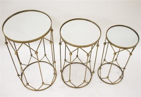 ELEONORA komplet trzech wysokich stolików złotych z lustrzanymi blatami, wys. 76/68/61 cm