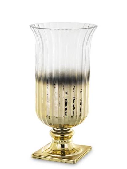 ELPE GOLD świecznik szklany złoty ombre, wys. 30 cm